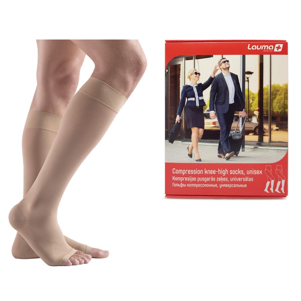 Lauma Medical Open-Toe Compression Knee-High Socks 2332 mmHg  Class II Medical Support for Tired Legs & Swelling Relief