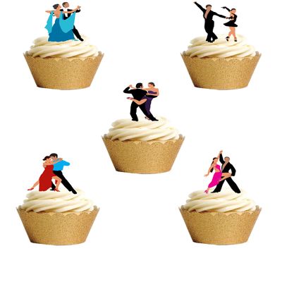 20 Stand Up Ballroom Latin Dancing Themed Edible Wafer paper Cake Toppers Decorations