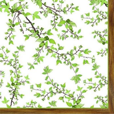 20 Napkins Natural Branches with Leaves for Table Decoration for Spring and Summer 33 x 33 cm