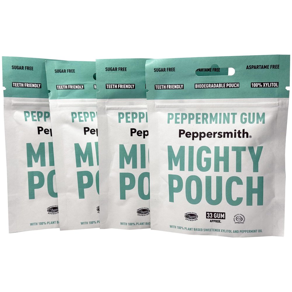 3 x Peppersmith English Peppermint Xylitol Gum 50g Mighty Box