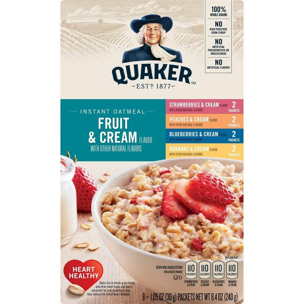 Quaker Instant Oatmeal Fruit & Cream 8 Sachet Box 240g (8.4 OZ)