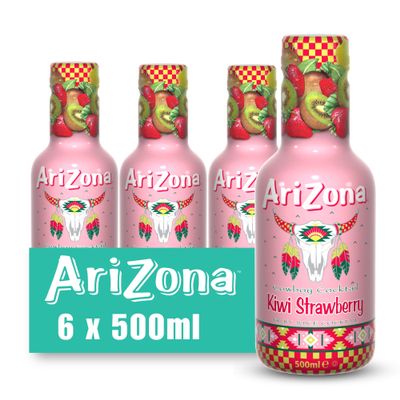 Arizona Kiwi Strawberry Juice, Pack of 6 x 500ml PET Bottles, Fruity Drink with Kiwi and Strawberry, No Artificial Colours or Preservatives