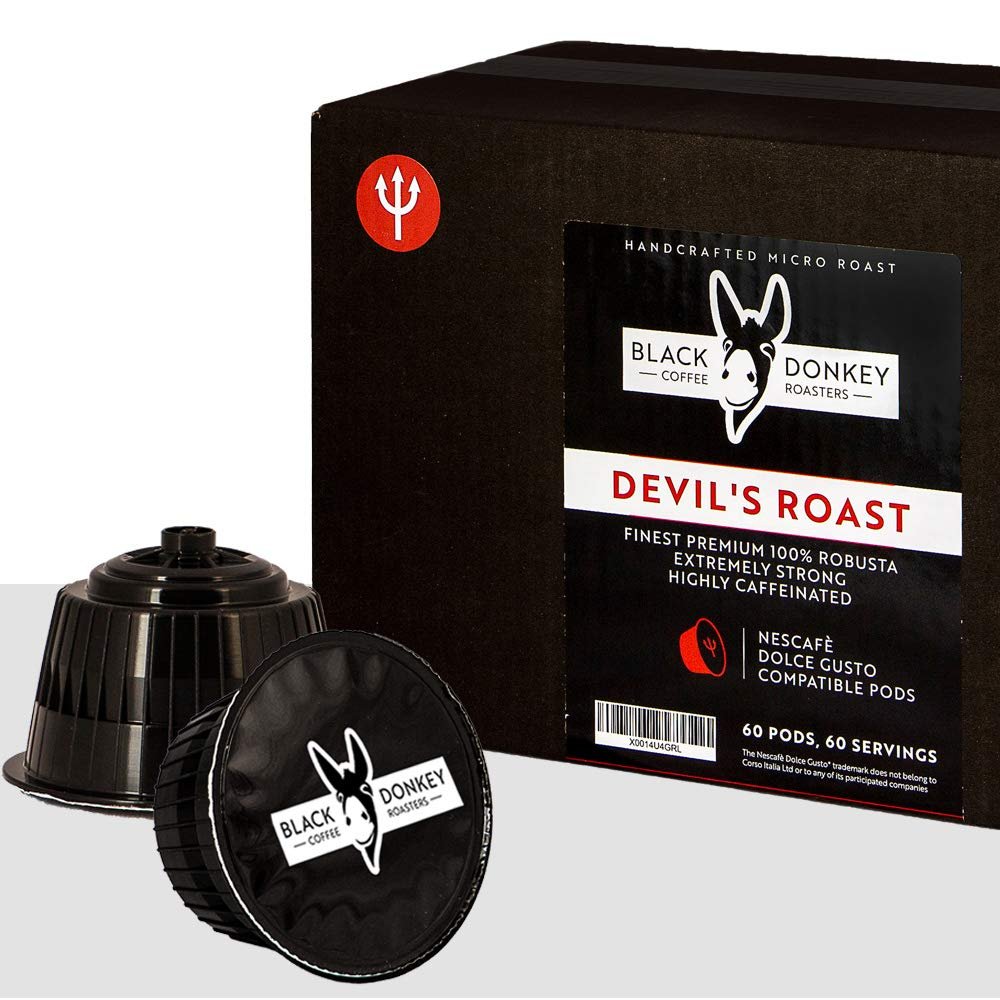 DEVIL'S ROAST | Extra-Strong Highly Caffeinated Bold Coffee | 60 Pods Compatible with Dolce Gusto* machines