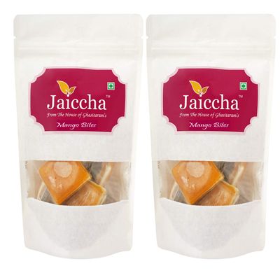 Jaiccha Ghasitaram Mango Bites 400 GMS in White Paper Pouch