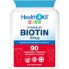 Health4All Kids D-Biotin 90 Chewable Tablets 3 Months Supply, Hair Growth and Strong Nails Supplement for Children 4+, Natural Vegan Orange Flavour, Sugar Free | Made in UK (not Gummies) view 1
