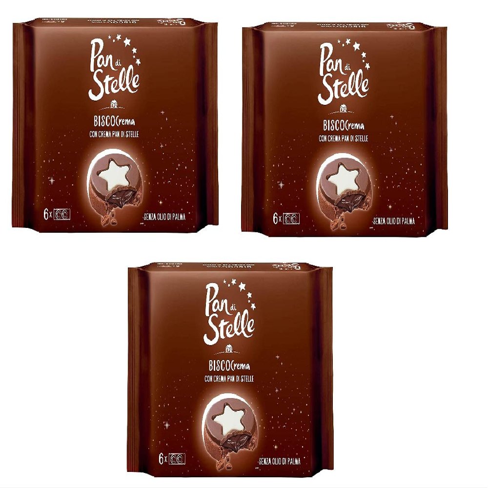 3X Mulino Bianco BiscoCrema Pan di Stelle (168g) Crunchy Biscuit with All The Creaminess and Unique Taste of Pan di Stelle Spread!