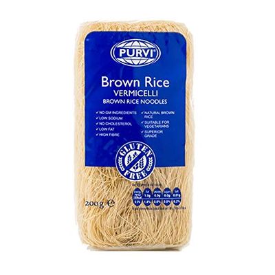 Purvi Brown Rice Vermicelli Noodles (Gluten Free) - 200g - (Pack of 3)