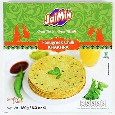 Jaimin Fenugreek & Chilli Wheat Snack (khakhra) - 180g - (pack of 4)