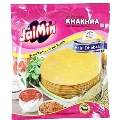 Jaimin Whole Millet Bjara Dhebra Khakhra - (Millet Flavour Wheat Snack) - 200g (Pack of 2)