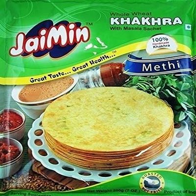 Jaimin Whole Wheat Methi Khakhra - (Fenugreek Flavour Wheat Snack) - 200g (Pack of 3)