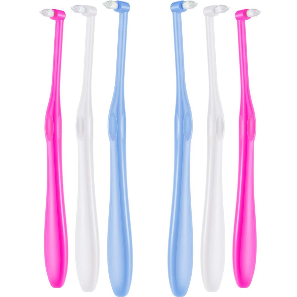 6 Pieces Tuft Toothbrush Tufted Brush End-Tuft Tapered Trim Toothbrush Soft Single Compact Interdental Interspace Brush for Detail Cleaning