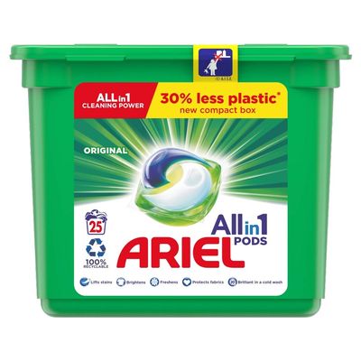 Ariel Original Allin1 Washing Liquid Capsules Detergent, 25 Pods