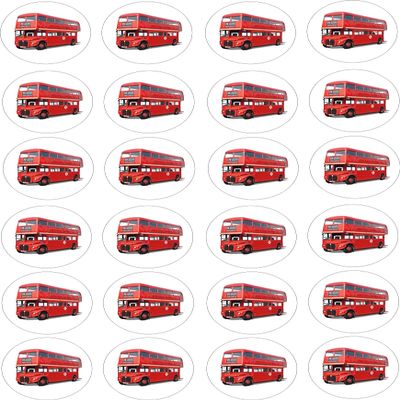 24 edible London Bus party decorations Style Cupcake Cake Toppers Wafer Rice Paper precut