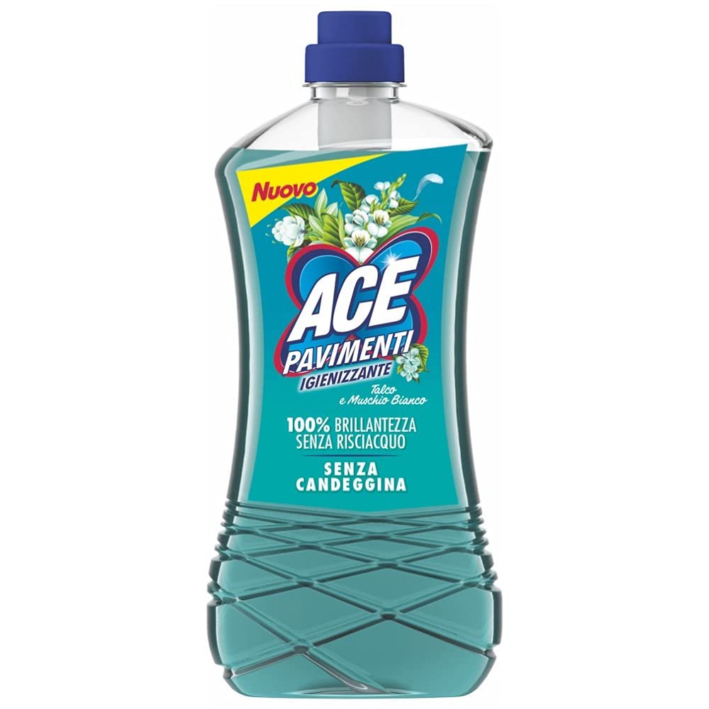 ACE FLOORS HYGIENISING TALCO and MUSK WHITE 8 BOTTLES of 1 LT (8)