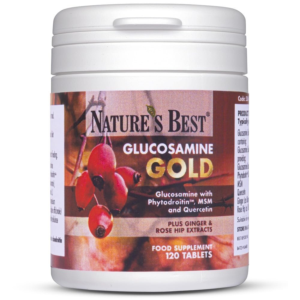 Glucosamine Gold | High Strength 1400mg 100% Plant-Based | 120 Tablets | All-in-one Formula with Phytodroitin, Chondroitin, Ginger, rosehips and quercetin | Taste Free Tablets | Made in the UK