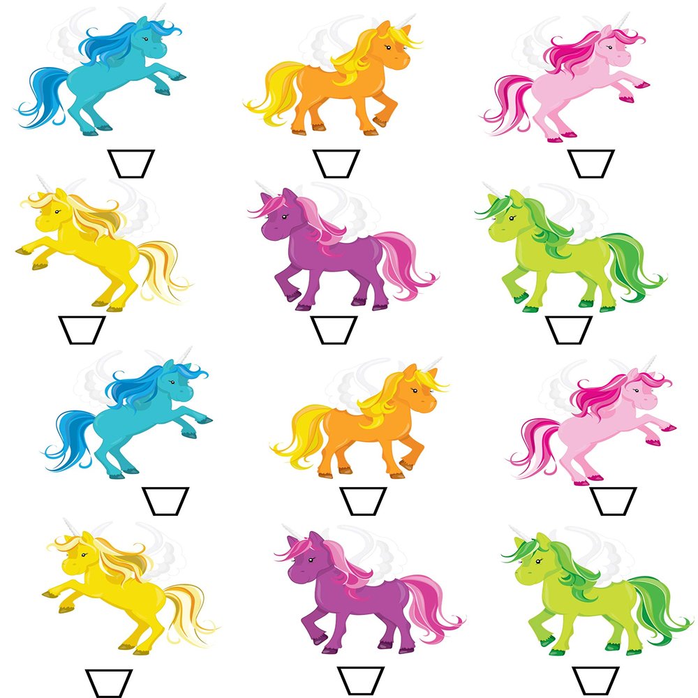 12 edible Unicorn Unicorns kids childrens birthday party style Standing Cupcake Cake Toppers Wafer Rice Card