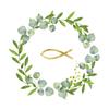 20 Napkins Golden Fish in Wreath for Christening, Communion and Confirmation 33 x 33 cm view 1