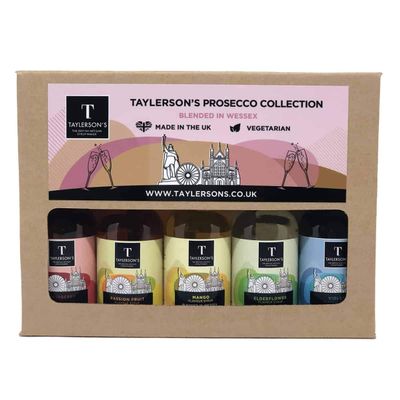 Taylerson's Prosecco Syrup Gift Set - Vegetarian, Artisan and Hand-Bottled. Ideal added to gin, prosecco or sparkling wine. British-Made - 5 x 50ml