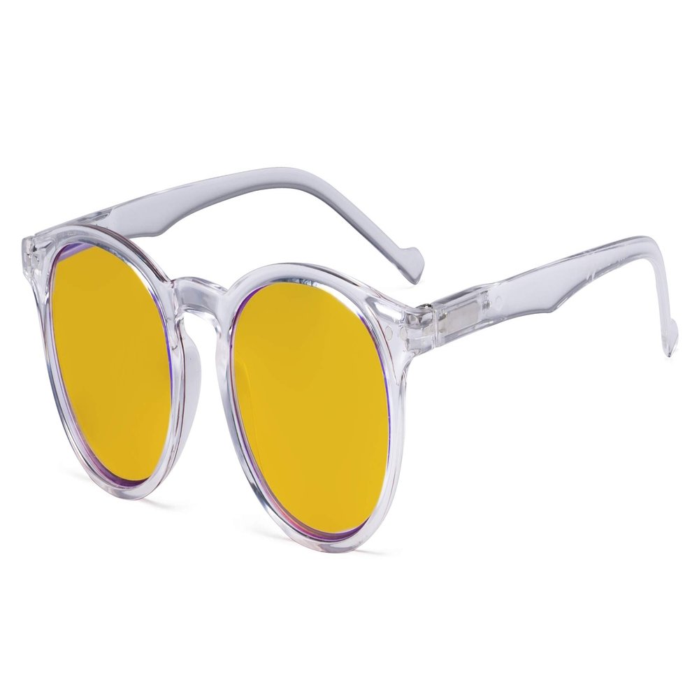 Eyekepper Blue Light Blocking Glasses Women - Anti Digital Glare UV Ray Oval Round Computer Reading Glasses with Amber Tinted Filter Lens - Transparent +2.50