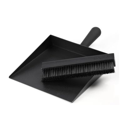Mors Brush & Pan Set  2-piece Fireplace Set made of Steel, Hand Brush and Dustpan in Clean Design, Sweeping Set for Fireplaces, 20 x 30 cm, black