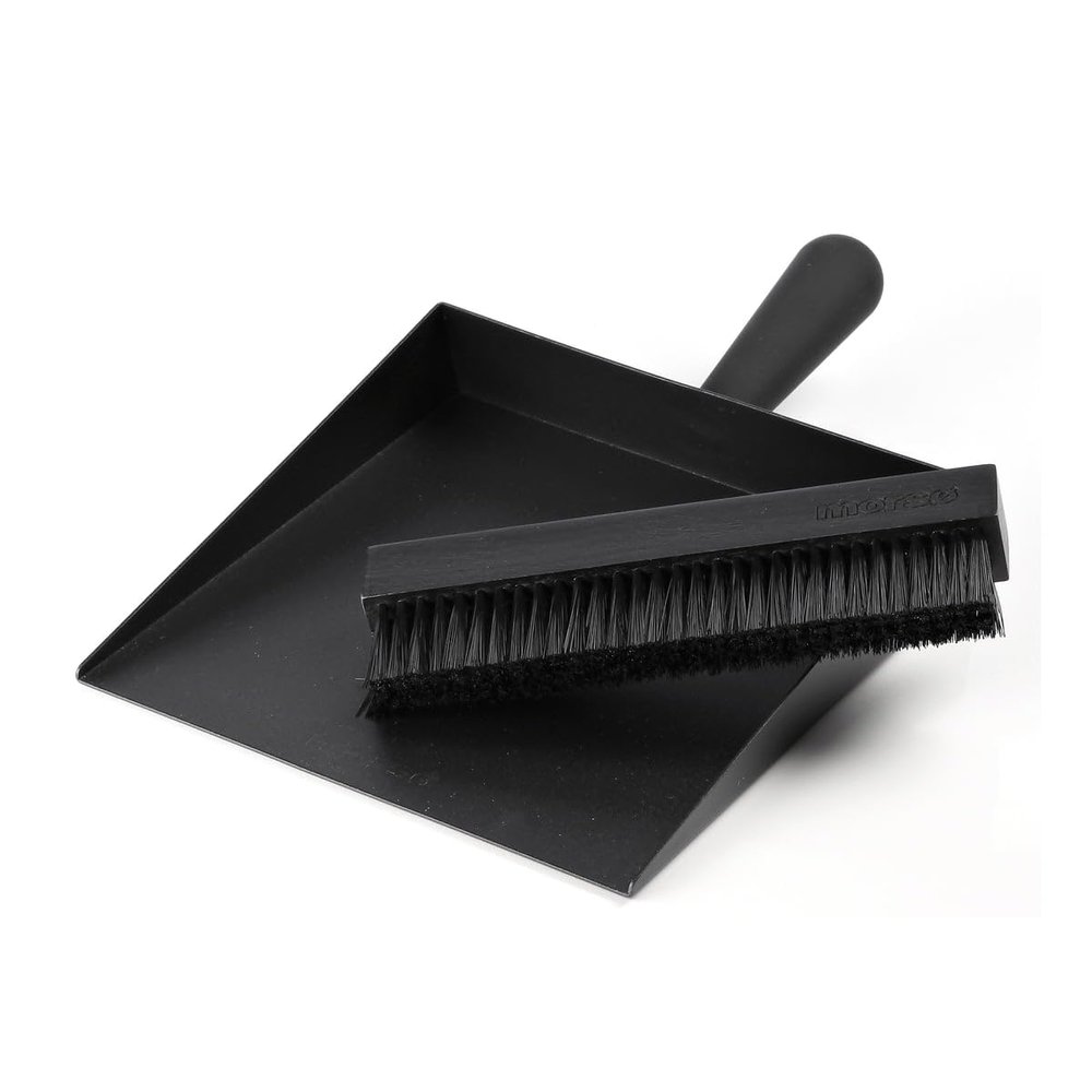 Mors Brush & Pan Set  2-piece Fireplace Set made of Steel, Hand Brush and Dustpan in Clean Design, Sweeping Set for Fireplaces, 20 x 30 cm, black