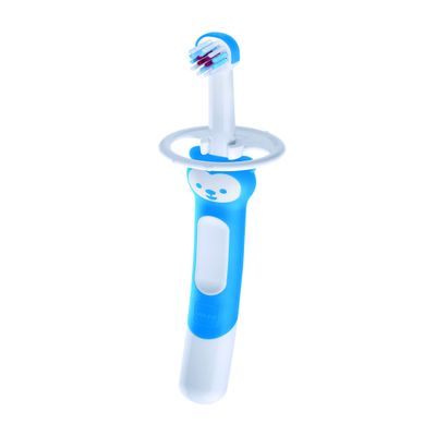 Mam Learn to Brush Set, Children's Teeth Toothbrush Long Handled Toothbrush for Oral Hygiene Autonomy, Soft Toothbrushes for 5+ Months, Light Blue - 60g
