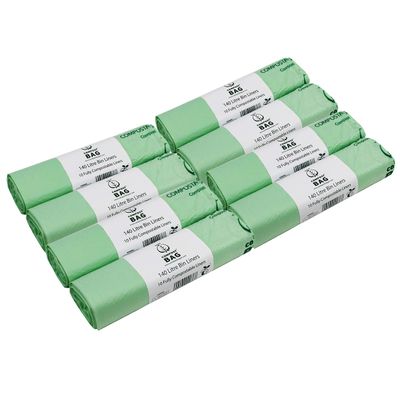 140 Litre x 80 bags Compost Bag Compostable Wheelie Bin Liner - Biodegradeable Sacks/Liners - EN 13432 - Compostable 140L Bags with Composting Guide
