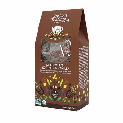 English Tea Shop Organic Chocolate, Rooibos & Vanilla Tea (15 Pyramids), 30 g