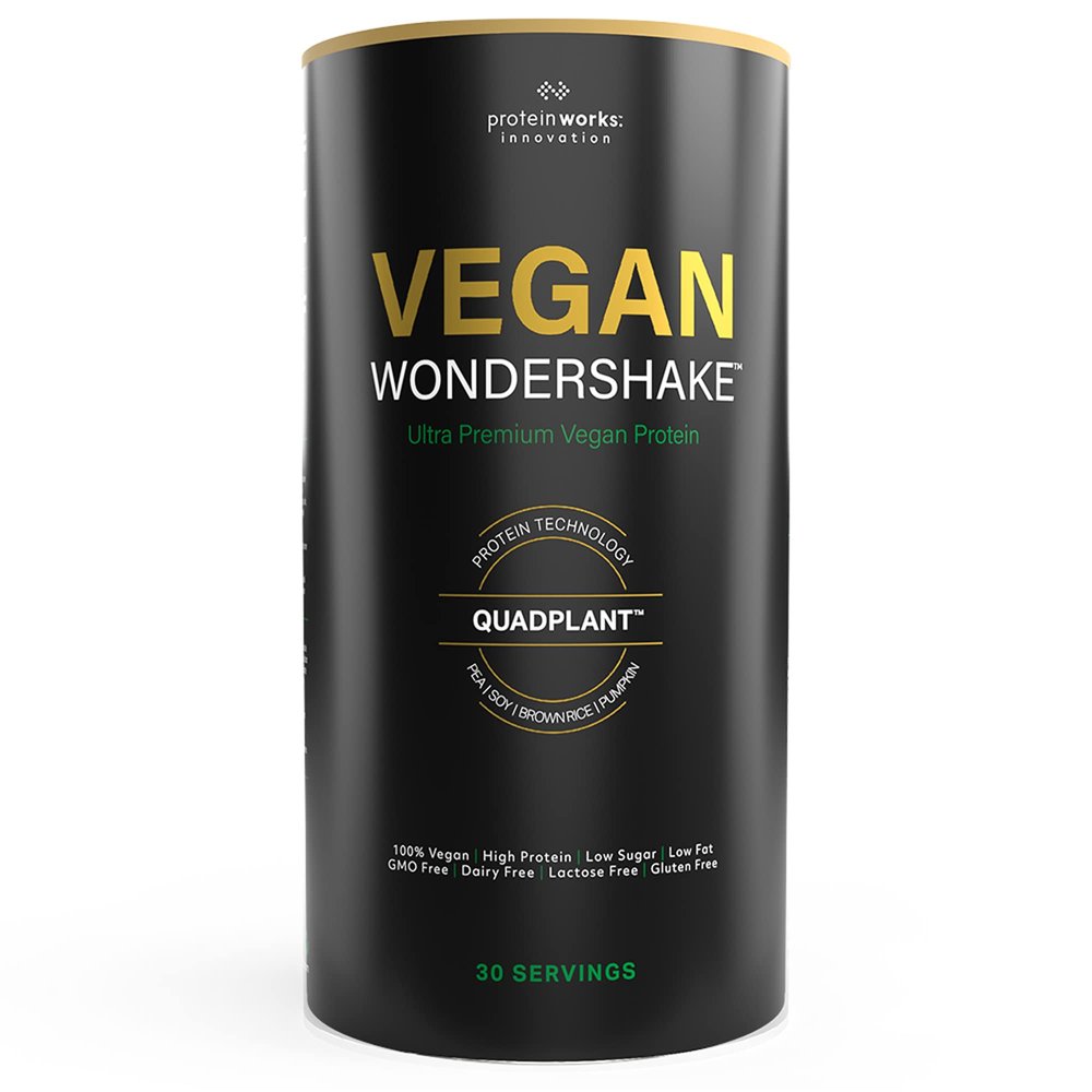 Protein Works - Vegan Wondershake, Multi-Award-Winning Vegan Protein Shake, QuadPlant Protein Blend, Ultra Smooth & Creamy, Low Calorie, Under 1g Fat & Sugar, 30 Servings, Double Chocolate, 750g