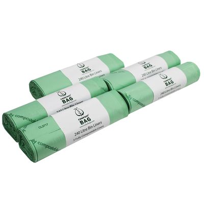 240 Litre x 25 bags Compost Bag Compostable Wheelie Bin Liner - Biodegradeable Sacks/Liners - EN 13432 - Compostable 240L Bags with Composting Guide