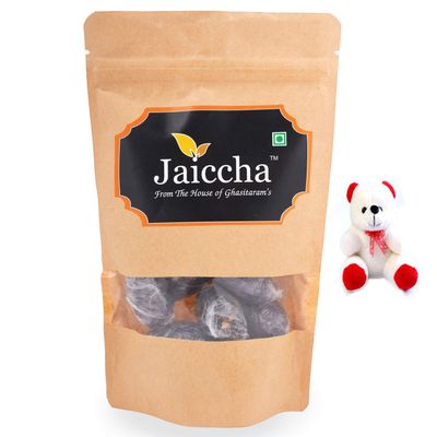 Jaiccha Ghasitaram Valentine Gifts - Valentine Sweets Premium Dates with Walnuts in Brown Pouch and a Teddy