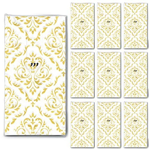 100 Handkerchiefs Wedding Embossed (10 x 10) Unique Moments for Tears of Joy White Gold