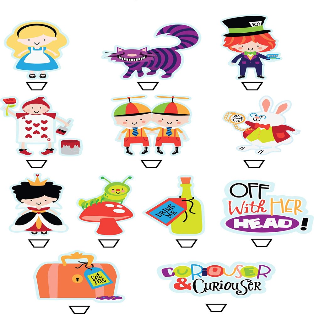 12 Alice Standing Cupcake Cake Toppers Wafer Rice Card