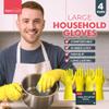 SOL 4 Pairs Large Household Gloves, Yellow Heavy Duty Rubber Gloves for Cleaning with Non-Slip Grip, Durable Waterproof Design for Kitchen, Bathroom & Dishwashing, Multipurpose & Comfortable To Use view 3
