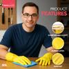SOL 4 Pairs Large Household Gloves, Yellow Heavy Duty Rubber Gloves for Cleaning with Non-Slip Grip, Durable Waterproof Design for Kitchen, Bathroom & Dishwashing, Multipurpose & Comfortable To Use view 4