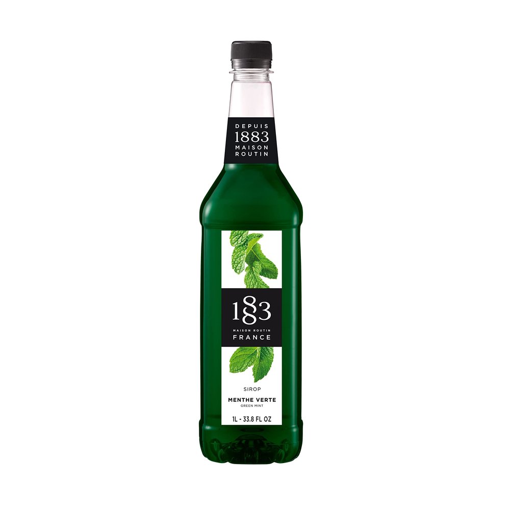 1883 Maison Routin Premium Green Mint Syrup for Cocktails & Mocktails PET 1L