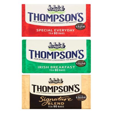 Thompson's Everyday Irish Breakfast Signature Blend Tea Bags (80 Bags (Pack of 3))