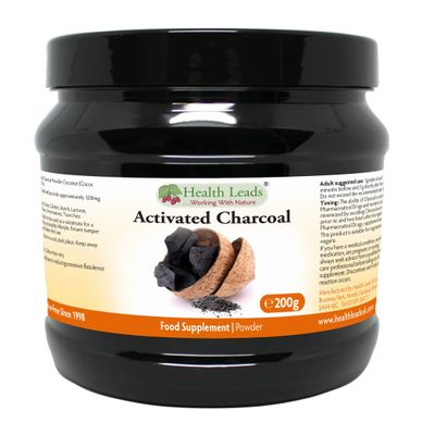 Activated Charcoal Powder 200g (Cocos nucifera), Food Grade, 100% Natural, for Teeth whitening, Toothpaste & More, Made from Coconut Shells, Made in Wales