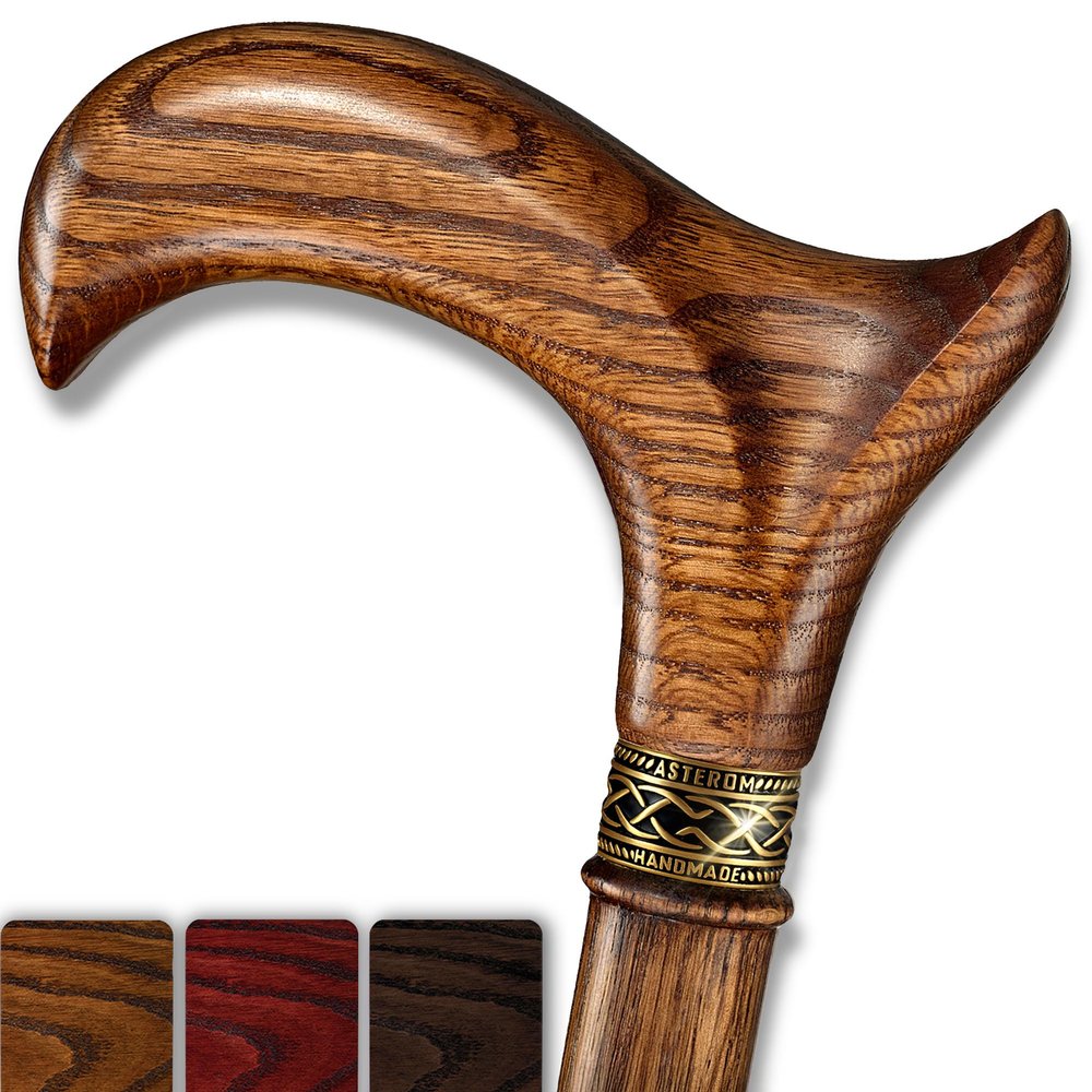 Asterom Walking Cane - Handmade, Ergonomic, Wooden - Canes for Men & Women, Cool Walking Stick for Seniors (Caramel, 36 Inches)