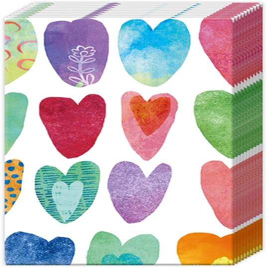 IHR Ideal Home Range Pocket Tissues 4-Ply Facial Tissue Pack, 10-Count, Rainbow Hearts, 1-Pack Only