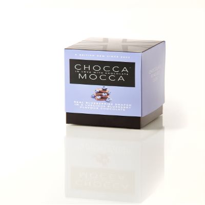 Chocca Mocca- Chocolate Box Cube 110g Real Blueberries Draped in Luscious Blueberry Flavoured White Chocolate, Deliciously indulgent Treat, Great Gift, Luxurious Quality Made in Great Britain