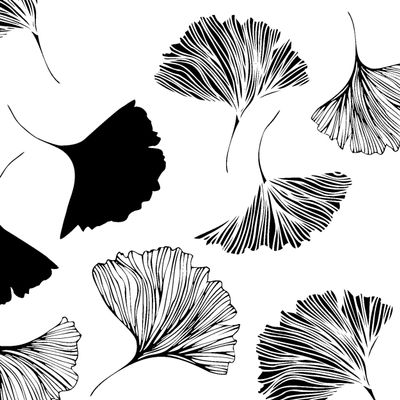 Tischdeko Pack of 20 napkins, ginkgo, black, white tree.