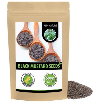 Alpi Nature Mustard Seeds Black Brown 500g 1.1 lb, Brown Black Mustard Seeds 1-2mm