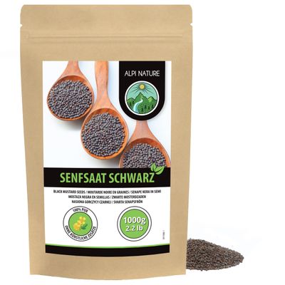 Alpi Nature Mustard Seeds Black Brown 1kg 2.2 lb, Brown Black Mustard Seeds 1-2mm