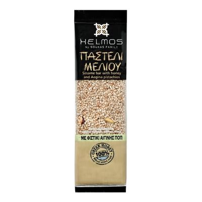 Helmos Pasteli - Soft Sesame Bar with Greek Honey and Pistachios 75 g, Pack of 5