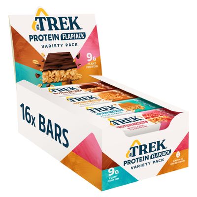 JB's TREK Protein Flapjack - Variety Pack - Plant-based protein - Gluten Free - 16 x 50g bars - 0,8kg