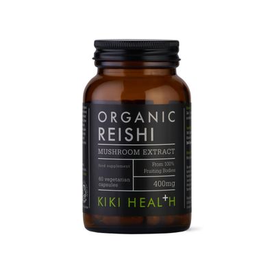 KIKI Health - Organic Reishi Mushroom Extract Capsules 400mg - High Potency - from 100% Fruiting Bodies - 50% Beta-Glucan Rich Polysaccharides - Vegan Friendly - 60 Capsules