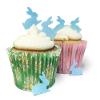 100 Mini Edible Wafer Paper Pale Blue Bunnies - Perfect for Easter Cupcakes and Table Decorations view 1