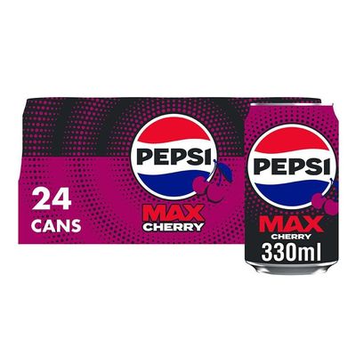Pepsi Max Cherry No Sugar Cola Cans 24 x 330ml