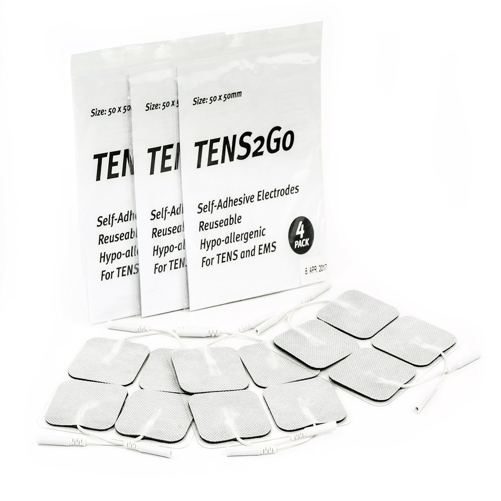 12 x TENS Machine Replacement Pads (3 Packs of 4), Back, Shoulder, Hip, Leg, Pain, (5x5cm), Body Clock TENS, Classic, 1st Choice, TPN 200, Boots, fits Most Machines